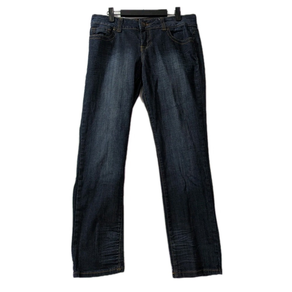 Bongo Women's Dark Wash Classic Fit‎ Straight Leg Jeans Size 13S Stretch Denim